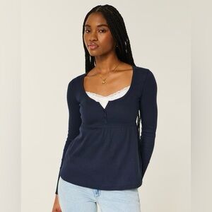 Hollister Tie-Back Henley Babydoll Top